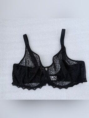 Empreinte Black Embroidered Underwire Bra 36 E